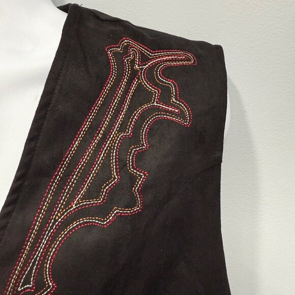 COOFANDY Faux Suede Vest Embroidered Snap Front Western Black Mens 2XL XXL NWT - Picture 5 of 12